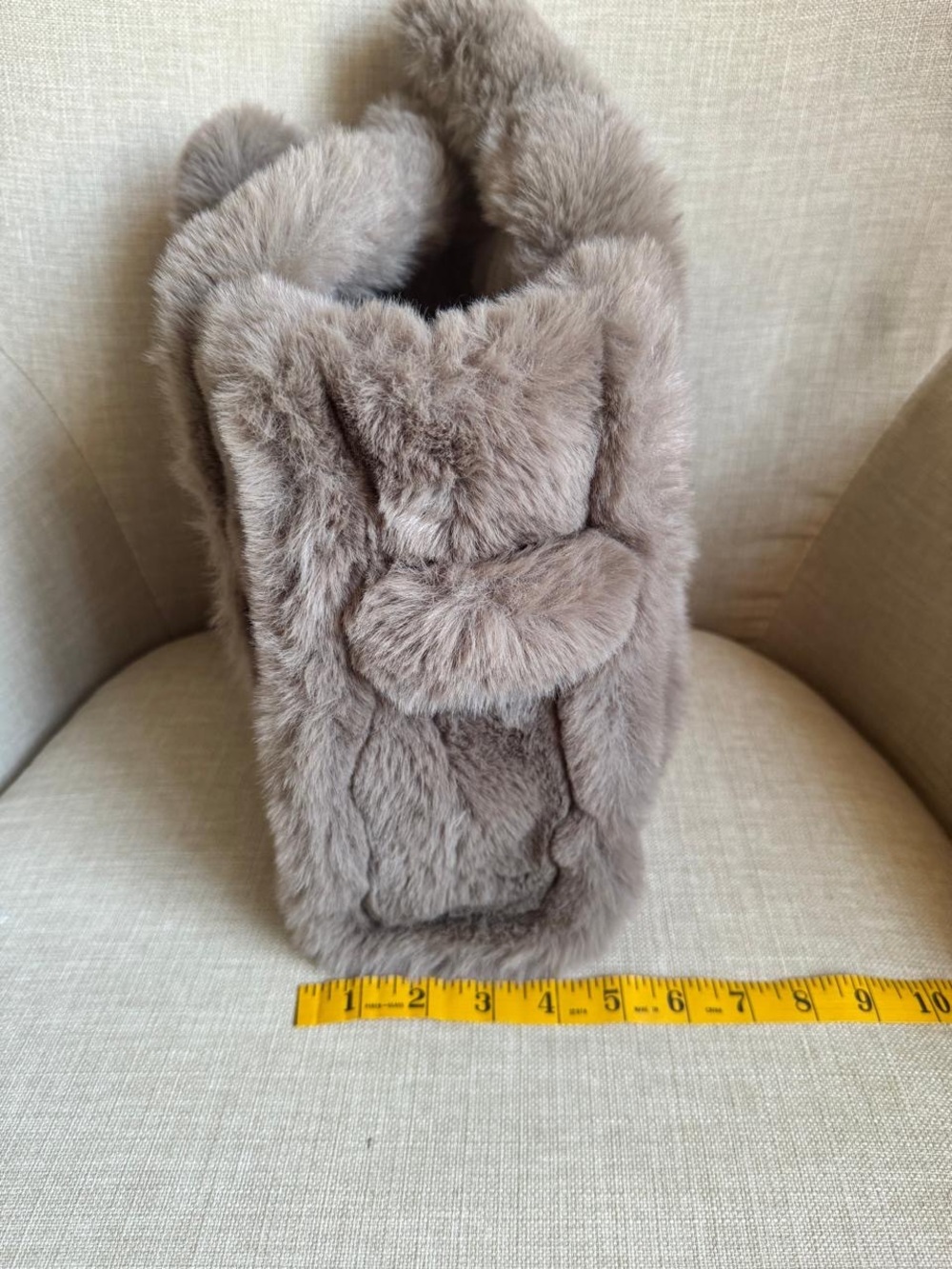 Plush Faux Fur The Tote Bag in Taupe - Picture 6 of 6
